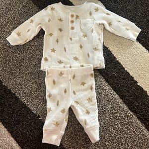 Organic baby boy waffle outfit